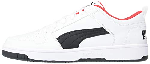 PUMA Men's Rebound Layup Wide Sneaker, White Black-High Risk Red