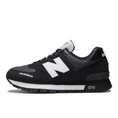 New Balance Classics 574D Rugged Sneakers for Men - Low Top Silhouette and Breathable Textile Lining Black/White 12 D - Medium