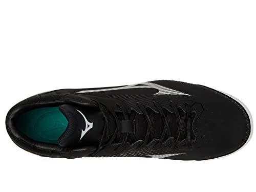 Mizuno Men's Wave Lightrevo MID Baseball Shoe, Black-White, 9