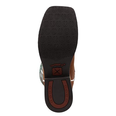 Twisted X Kid's Buckaroo, New Wide Square Toe, Cognac & Turquoise, 4 M