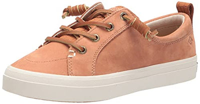 Sperry Women's Crest Vibe PLUSHWAVE Sneaker, TAN Snake, 7.5