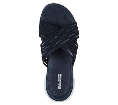 Skechers Women's Go Run 600-Sunrise Slide Sandal, Navy, 9 M US