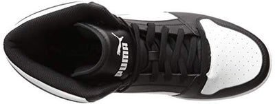 PUMA Mens Rebound Layup Sneaker, PUMA Mens black-PUMA Mens white, 10.5