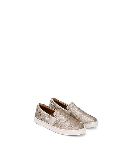 Frye Ivy Slip-On Shoes for Women Featuring Soft Leather with Thick Rubber Outsole, Removable Molded Footbed, and Padded Collar and Vamp – ½” Heel Height, Pewter - 9M