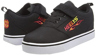 HEELYS Boy's Pro 20 X2 (Little Kid/Big Kid) Black/Red/Yellow Flame 5 Big Kid, Men's 5 M