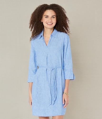 Lilly Pulitzer Womens Pilar Tunic Linen Dress Beckon Blue/Sea Salt Blue SM One Size