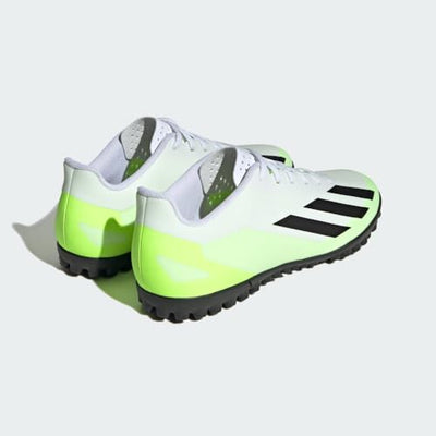 adidas Unisex X Crazyfast.4 Turf Sneaker, White/Core Black/Lucid Lemon, 6.5 US Men