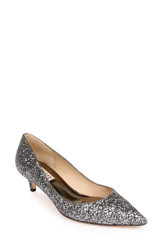 Badgley Mischka Madison II Wide-Width Glitter Kitten Heel