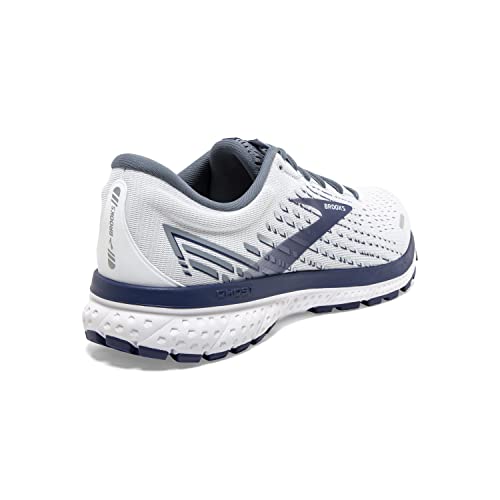 Brooks Men's Ghost 13 Running Shoe - White/Grey/Deep Cobalt - 9.5 Medium