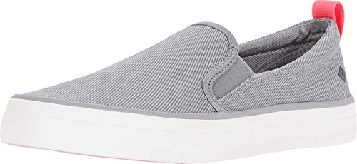 Sperry Women's Crest Twin Gore Washed Twill Sneaker, Grey, 8.5 M US