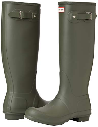 Hunter WFT1000RGL Women's Original Tall Gloss Rain Boots, Dark Olive, 5 B(M) US Women