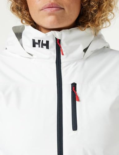 Helly Hansen Women's Crew Hooded Midlayer Fleece Lined Waterproof Rain Jacket, 001 White, Small