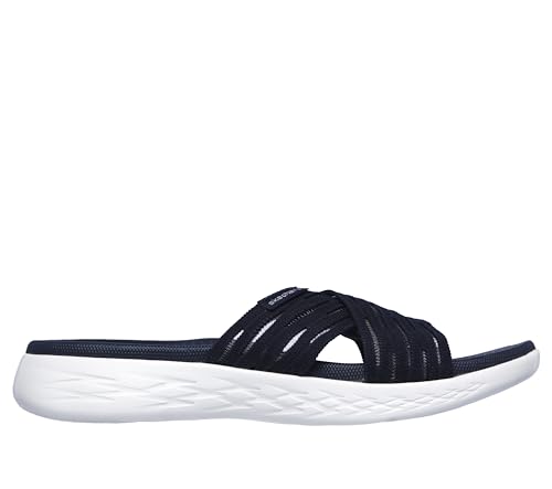 Skechers Women's Go Run 600-Sunrise Slide Sandal, Navy, 9 M US