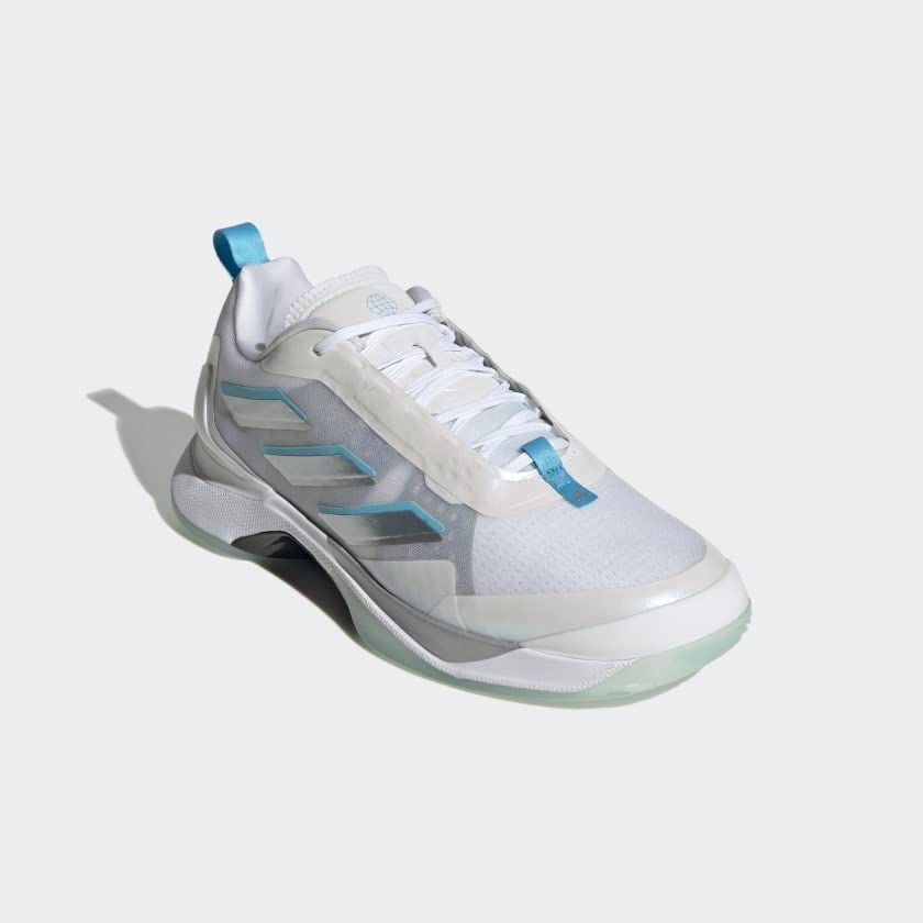 adidas Women's Avacourt Tennis Shoe 9 Cloud White/Silver Metallic/Bright C