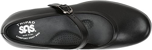 SAS Maria Mary Jane - Shoes for Women - Leather Uppers - Breathable Textile Linings - Polyurethane Outsole Black 8 S - Slim (AAA)