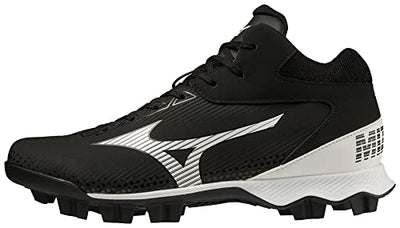 Mizuno Men's Wave Lightrevo MID Baseball Shoe, Black-White, 9