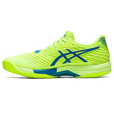 ASICS Women's Solution Speed FlyteFoam 2 Clay Tennis Shoes, 6, Hazard Green/Reborn Blue