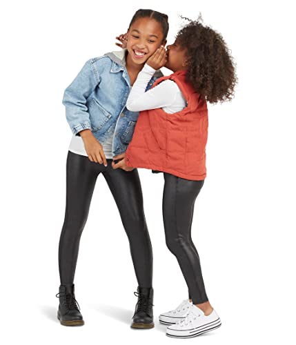 SPANX Girl's Girls Faux Leather Leggings (Little Kids/Big Kids) Black (Faux Leather) XL (14-16 Big Kid)