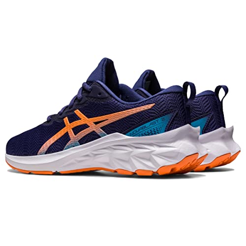 ASICS Kid's NOVABLAST 2 Grade School Running Shoes, 3, Indigo Blue/Sun Peach