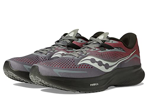 Saucony Men's Ride 15 Running Shoe, Charcoal/RED