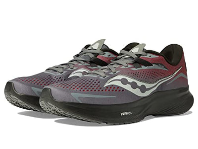 Saucony Men's Ride 15 Running Shoe, Charcoal/RED