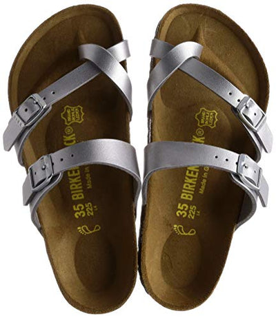 Birkenstock Womens Mayari Birko-Flor Flip Flop Summer Sandals - Silver - 6-6.5