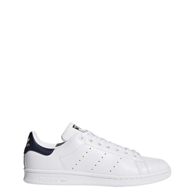 adidas Originals Men's Stan Smith Leather White/Navy Athletic Sneakers, White, Size 8