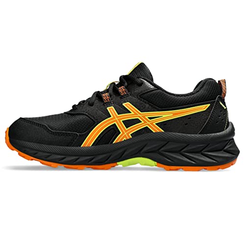 ASICS Kid's PRE Venture 9 Grade School Running Shoes, 2, Black/Bright Orange