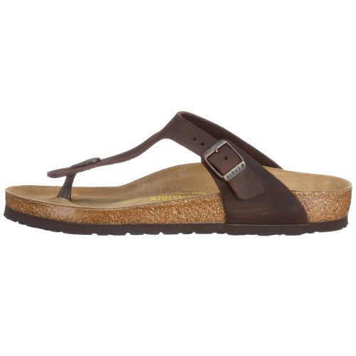 Birkenstock Original Gizeh Waxy Leather Narrow Width, Habana 38 Schmal