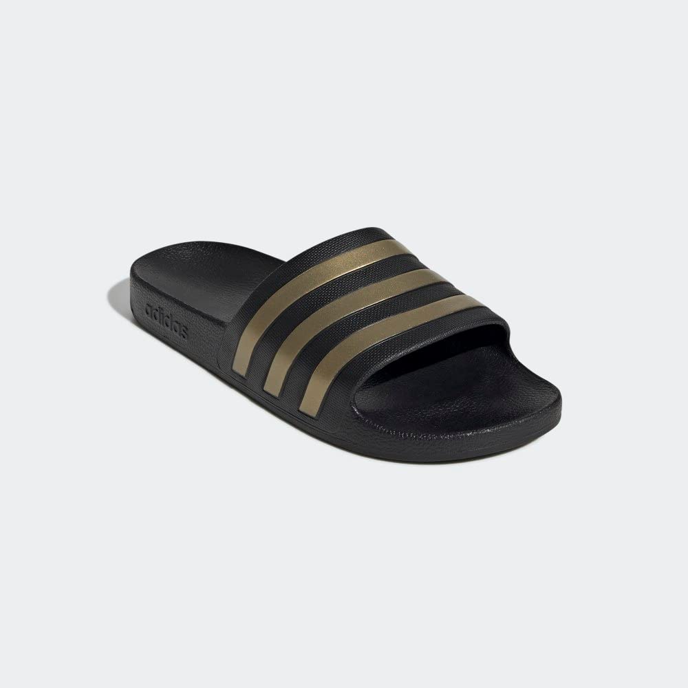 adidas Unisex Adult Adilette Aqua Slide 10 Women/9 Men Black/Gold Metallic/Black