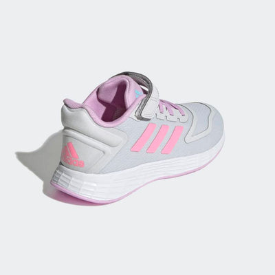 adidas Duramo 10 Running Shoe, Dash Grey/Beam Pink/Bliss Lilac (Cross Strap), 2.5 US Unisex Little Kid