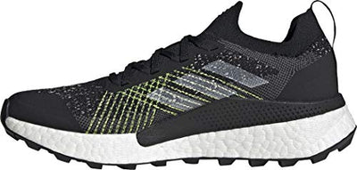 adidas Women's Terrex Two Ultra Primeblue Trail Running Shoes, Core Black/Cloud White/Solar Yellow - 9