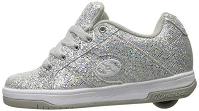 Heelys Girls Split Sneaker, Silver/Disco Glitter, 2 Little Kid