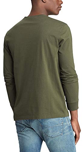 Polo Ralph Lauren Mens Long Sleeve Crew Neck Custom Slim Fit T-Shirt (L, Black Heather)