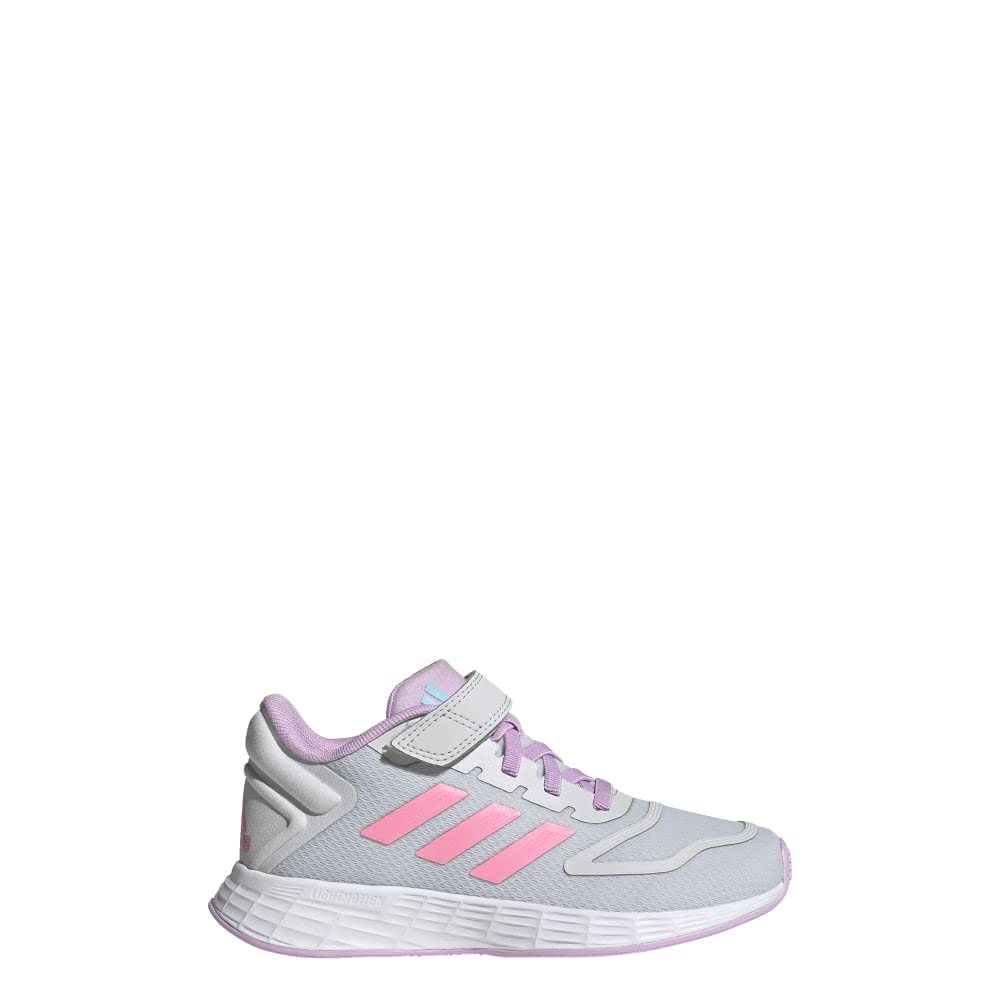 adidas Duramo 10 Running Shoe, Dash Grey/Beam Pink/Bliss Lilac (Cross Strap), 2.5 US Unisex Little Kid