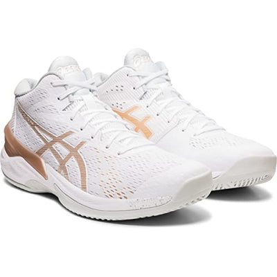 ASICS Women's Sky Elite FF MT Volleyball Shoe - White/Frosted Almond, 13