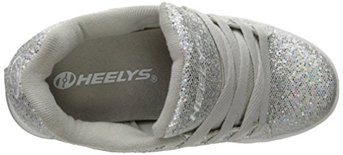 Heelys Girls Split Sneaker, Silver/Disco Glitter, 2 Little Kid