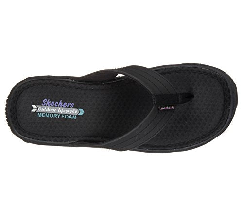 Skechers Women's Reggae Spectral Memory Foam Sandal, Black, 7 M US