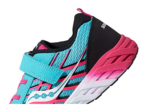 Saucony Wind Alternative Closure 2.0 Running Shoe, Turq/Pink/Black, 2.5 Wide US Unisex Big_Kid