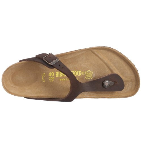 Birkenstock Original Gizeh Waxy Leather Narrow Width, Habana 38 Schmal