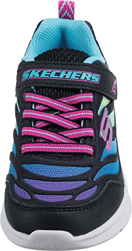 Skechers Kids Girls MICROSPEC MAX-AIRY Color Sneaker, Black/Multi, 11 Little Kid