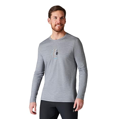 Smartwool Men's Merino Sport 150 Logo Ls Graphic Tee Light Gray Heather L