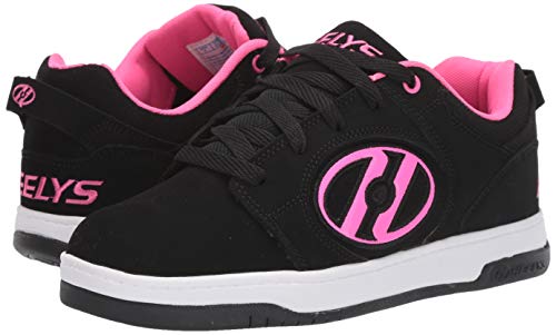 HEELYS Girl's Voyager Tennis Shoe, Black/Pink, 2 M US Big Kid