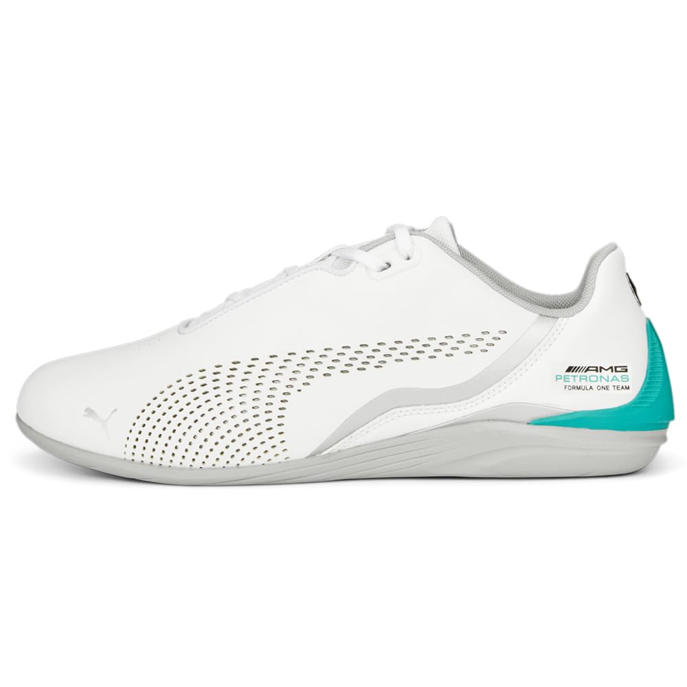 PUMA Mens Mercedes AMG Petronas Drift Cat Decima Sneaker, PUMA Mens White-Spectra Green-Mercedes Team Silver, 9.5