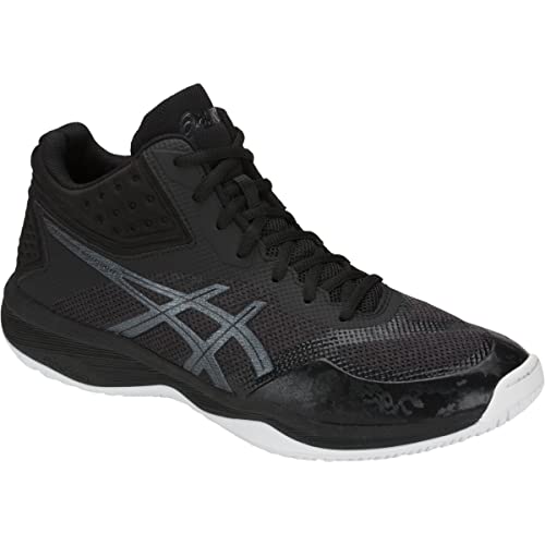 ASICS Men's Netburner Ballistic FlyteFoam Mid Top Volleyball Shoes, 10, Black/Black