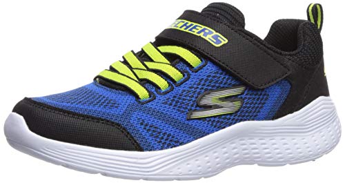 Skechers Kids Boy's Lightweight Gore & Strap SNEA Sneaker, Blue/Black, 3.5 Little Kid