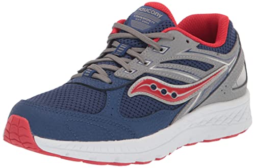 Saucony Cohesion 14 Lace to Toe Running Shoe, Navy/RED, 6 US Unisex Big Kid