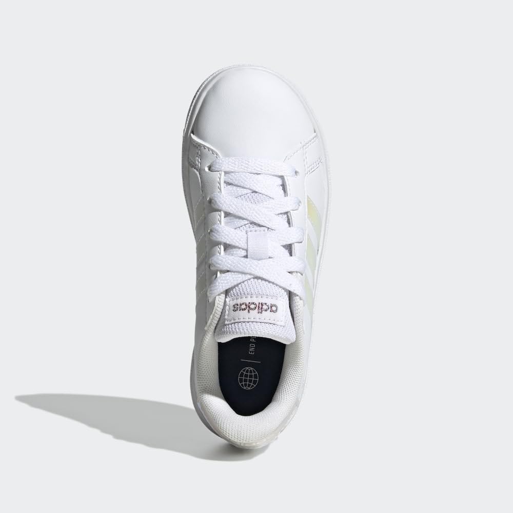 adidas Kids' Grand Court 2.0 Tennis Shoe 11 Little Kid White/Iridescent/White