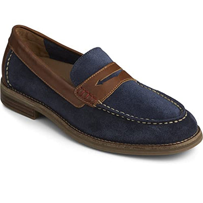 Sperry Mens Topsfield Penny Loafer, Navy/Brown, 11.5