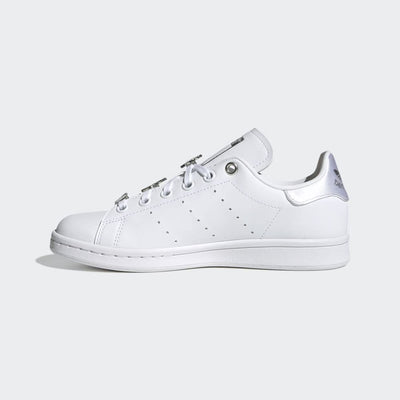 adidas Originals Stan Smith (Big Kid) White/Silver Metallic/Scarlet 6.5 Big Kid M